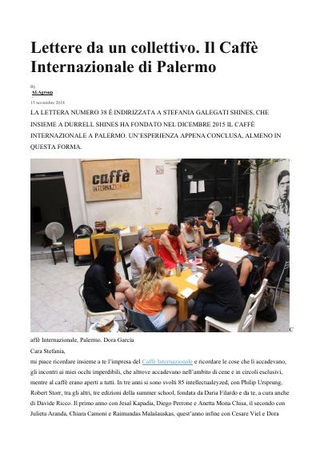 Stefania Galegati Shines, "Lettere da un collettivo. Il Caffè internazionale di Palermo", ALAgroup