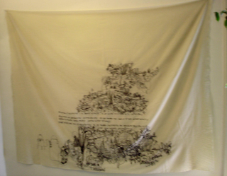 Collezione 2000 - 2010, Rebecca Agnes
Ricamo II (Ricorda l’oscurità- Il buio è sottile e le cose vuote ed immobili), 2004
ricamo a mano a punto erba su lino
148 × 119 cm