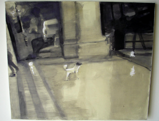 Collezione 2000 - 2010, Adrian Paci
Cane alla stazione, 2000
olio su carta intelata
60 × 25 cm