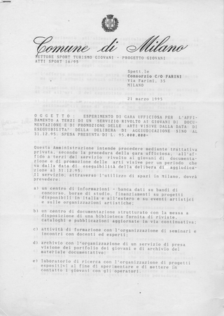 La storia dell'Archivio - 1, Convenzione con il comune di Milano.
