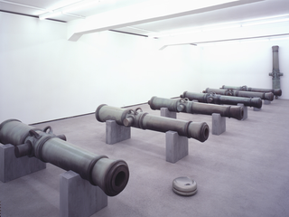Valentin Carron, Luisant de sueur et de briantine, Rellik, exhibition view at Eva Presenhuber Gallery, Zurich, 2005.