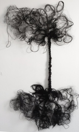 Arimortis, Cristiana Palandri, Tricofera, 2007, capelli, smalto spray, 140 x 80 cm