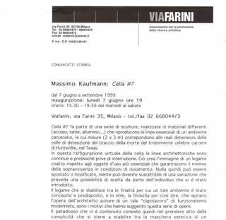 Massimo Kaufmann, Cella #7, Il comunicato stampa