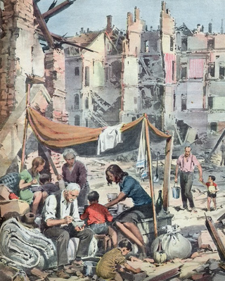 Leone Contini, Il Corno mancante, Bivacco tra le macerie, Milano, 1943.