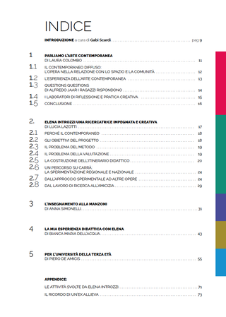 Il Contemporaneo condiviso - Education Lab 2019, Indice quaderni di ANISA su archivio materiali didattici di Elena Introzzi.