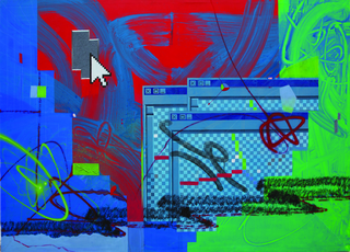 Bonus: Comune Decoro, Elia Nardin, Vibrazione digitale 11, 2025, tecnica mista su tela, 142 x 196 cm