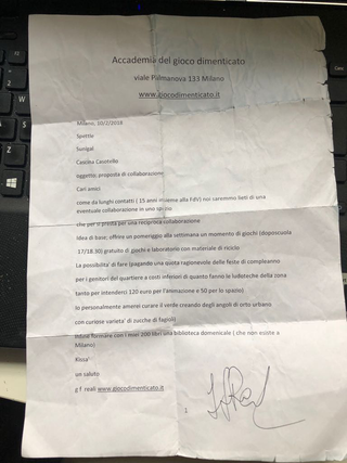 Intercultura - Capitolo 5 Attività attività attività, Proposta di Giorgio Reali per la Cascina CIQ - Centro Internazionale di Quartiere, 10 febbraio 2018, pochi giorni prima della sua scomparsa