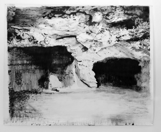 Adelita Husni-Bey, La montagna verde, Grotte, 2011
carboncino su carta intelata