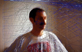 Stefano Arienti, Senza titolo (autoritratto), 1996
(Untitled (Self-portrait))
Electrostatically transfered print from scratched slide
87 x 135 cm
Studio Guenzani, Milano