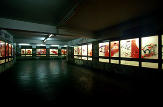 Stefano Arienti, Diorami, 1998
(Dioramas)
Sprayed on drawings on tracing paper and other supports, mixed media
dimensioni variabili
- Subway , stazione MM De Angeli, Milano
Foto: Antonio Maniscalco