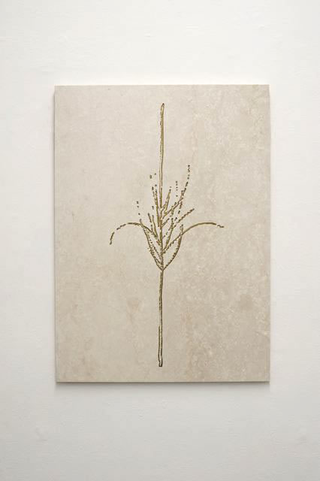 Stefano Arienti, Erba #1, 2010
Marble and golden ink
100 x 72 x 2 cm
Courtesy: Galleria Massimo Minini, Brescia 