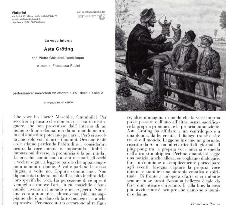 La voce interna, Asta Gröting. Con Pietro Ghislandi, ventriloquo