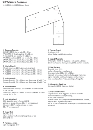 Viafarini Open Studio, Foglio di sala - VIR