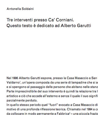 Tre soglie a Ca' Corniani -  Alberto Garutti. Antonella Soldaini: Tre interventi presso Ca' Corniani. Questo testo è dedicato ad Alberto Garutti