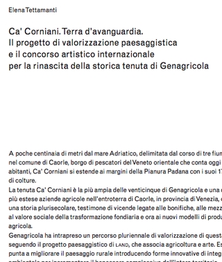 Tre soglie a Ca' Corniani -  Alberto Garutti. Elena Tettamanti: Ca’ Corniani.Terra d’avanguardia. Il progetto di valorizzazione paesaggistica e il concorso artistico internazionale per la rinascita della storica tenuta di Genagricola