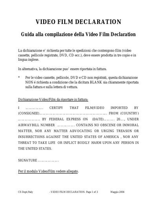 Video Film Declaration