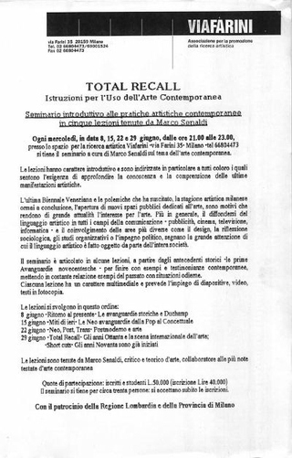 Total Recall, seminario di Marco Senaldi