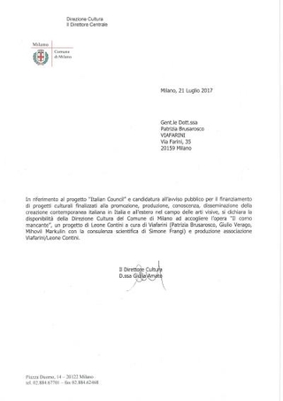 Lettera del Comune di Milano.