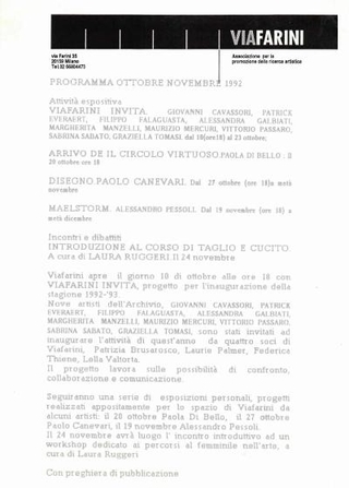 Comunicato con il programma di ottobre e novembre 1992