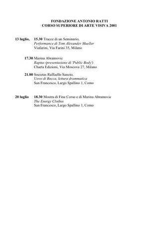 Il programma della Fondazione