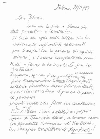 La lettera di invito agli artisti