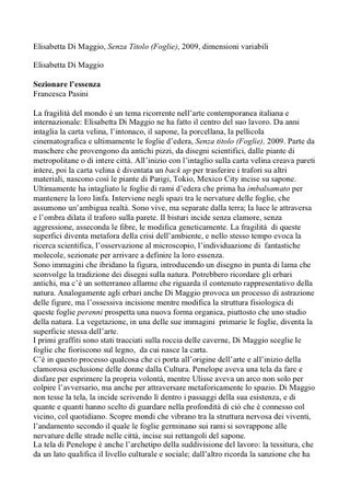 Testo di Francesca Pasini, 2009.