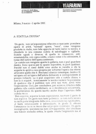 A scatola chiusa, comunicato stampa