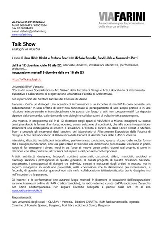 Comunicato stampa Talk Show.