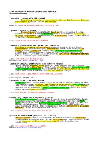 Lista degli interventi e ipotesi di cronoprogramma