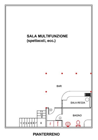 Pianta per la nuova sala multifunzione di Mascherenere alla Fabbrica del Vapore, 2013