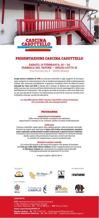La presentazione di Cascina alla Fabbrica del Vapore, febbraio 2018