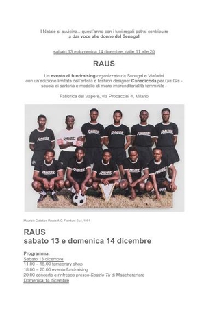 Rauss, un evento di fundraising organizzato da Sunugal e Viafarini con una edizione limitata dell'artista Canedicoda per Gis Gis - scuola di sartoria e modello di microimprenditorialità femminile