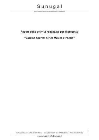 Relazione attività “Cascina Aperta: Africa Musica e Poesia”