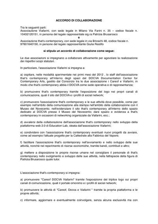 Accordo di collaborazione tra That's Contemporary e Viafarini, 2012
