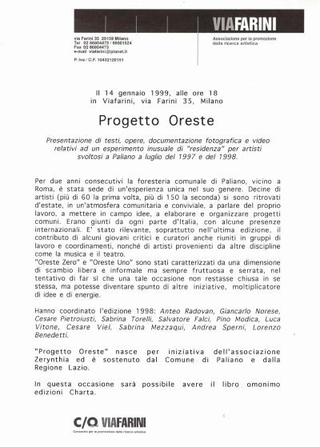 Progetto Oreste, 1999