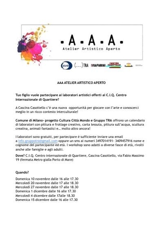 Programma A.A.A. Atelier Artistico Aperto al C.I.Q., 2019