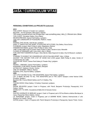Il Curriculum Vitae di Jaša