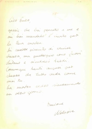 Enzo Umbaca, Incroci di voci, lettera di saluti