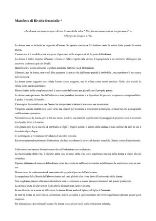 Manifesto di rivolta femminile, 1970