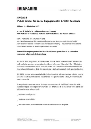 Programma Engage Public School for Social Engagement in Artistic Research