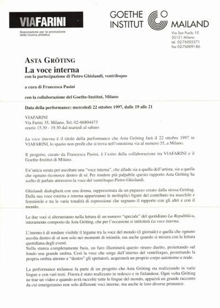 La voce interna, comunicato stampa con inserimento del logo del Goethe Institut Mailand
