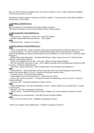 Alberto Tadiello, curriculum vitae