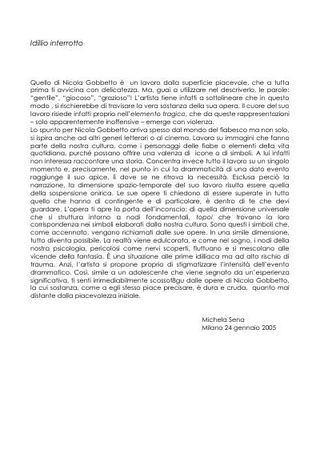 Testo di Michela Sena su Nicola Gobbetto.