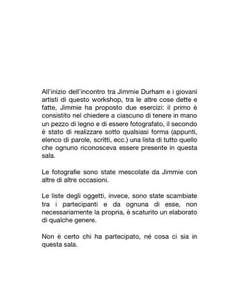 Testo per il workshop di Jimmie Durham